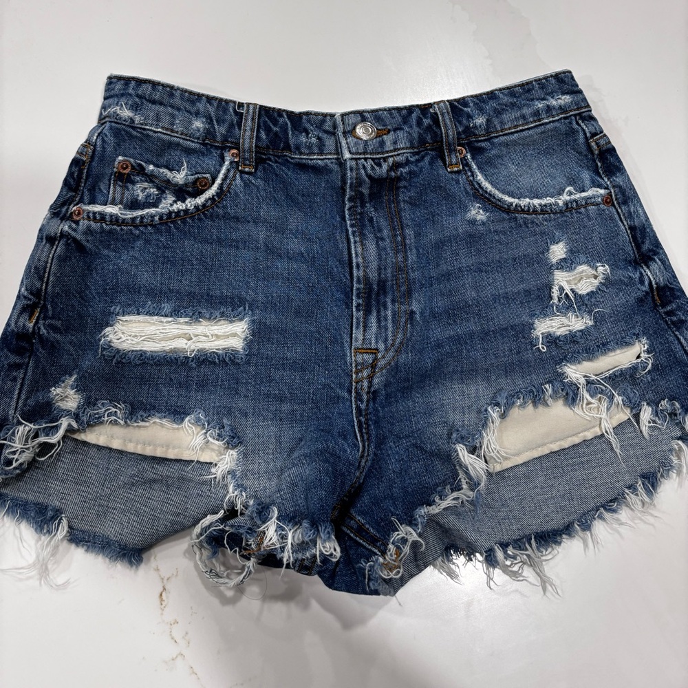Zara Distressed Denim Shorts